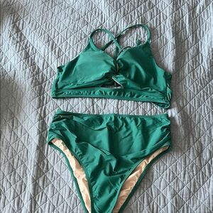 Cupshe Teal Bikini Set